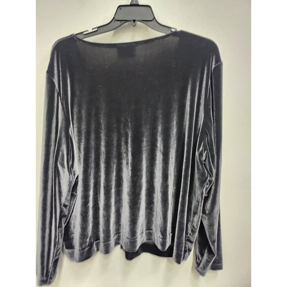 Vintage 90s Spon Ejm Womens Cardigan Size 3X Dark Gray Velvet Whimsygoth Holiday - Picture 6 of 7